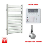 800x500mm Chrome Flat Panel Pre-Filled Electric Heated Towel Rail