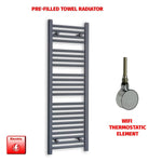 1200x400mm Flat Anthracite Pre Filled Electric Towel Rail