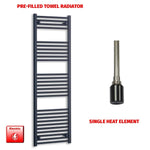 1600x550mm Flat Black Pre-Filled Electric Heated Towel Rail
