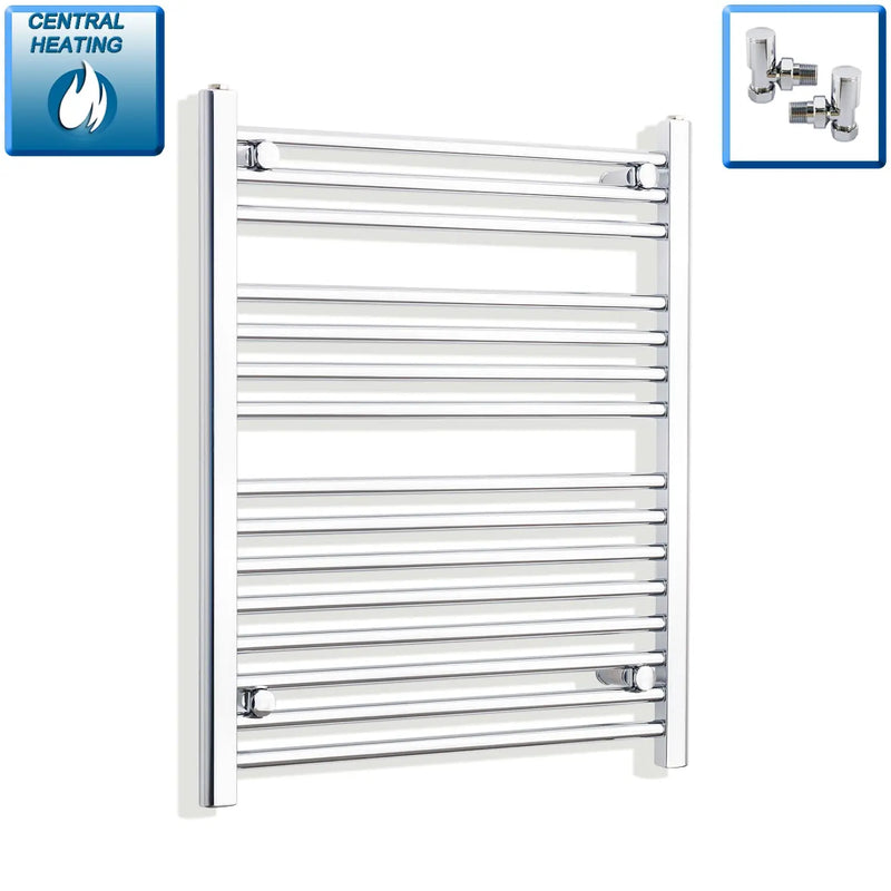 800mm High x 700mm Wide Heated Straight Towel Radiator Chrome