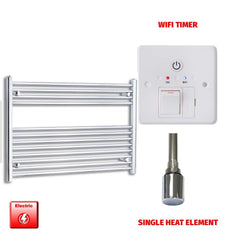 Single Heat / Wifi Timer 700 x 1000 Pre-Filled Electric Heated Towel Radiator Straight Chrome