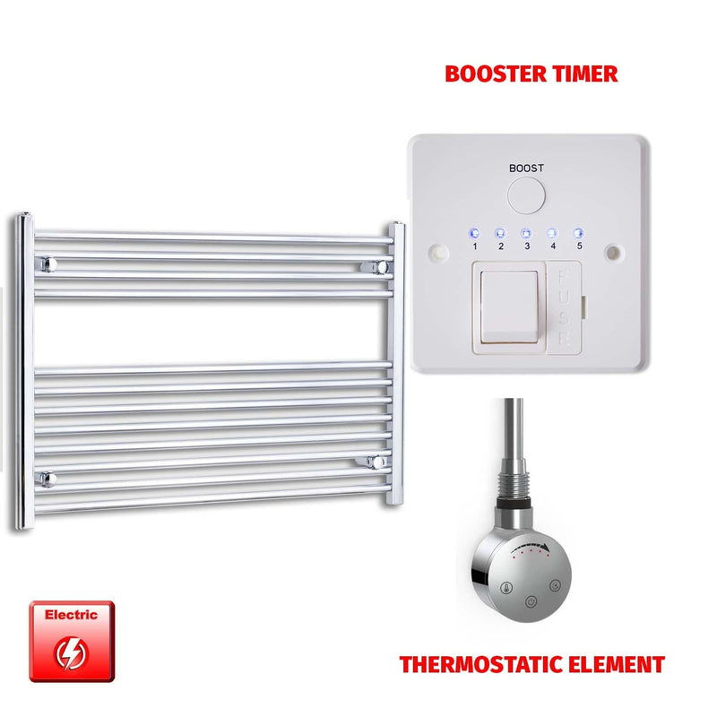 ER-Touch Thermostatic / Booster Timer 700 x 1000 Pre-Filled Electric Heated Towel Radiator Straight Chrome