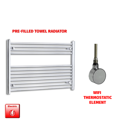 ER-Wifi Thermostatic / No Timer 700 x 1000 Pre-Filled Electric Heated Towel Radiator Straight Chrome