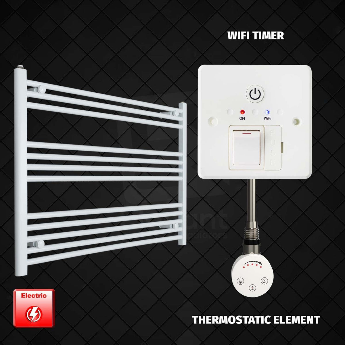 ER-Touch Thermostatic / Wifi Timer 700 x 1000 Pre-Filled Electric Heated Towel Rail White HTR