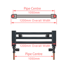 700 x 1200 Heated Straight Towel Rail Central Heating