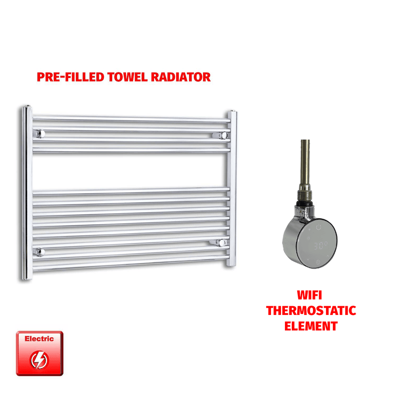 ER-Wifi Thermostatic / No Timer 700 x 1200 Pre-Filled Electric Heated Towel Radiator Straight Chrome