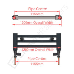 700 x 1200mm Chrome Dual Fuel Flat Heated Towel Rail Radiator