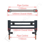 700 x 1200mm Chrome Dual Fuel Flat Heated Towel Rail Radiator