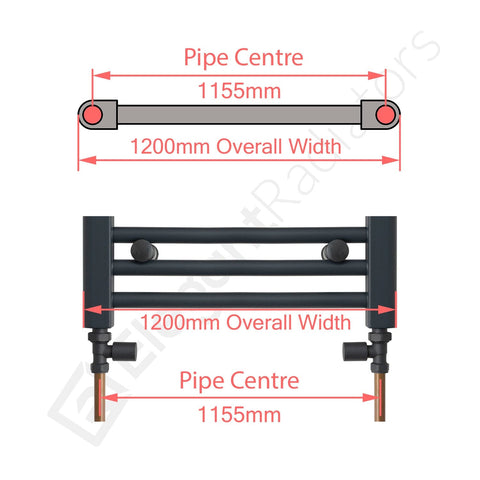 700 x 1200mm Chrome Dual Fuel Flat Heated Towel Rail Radiator