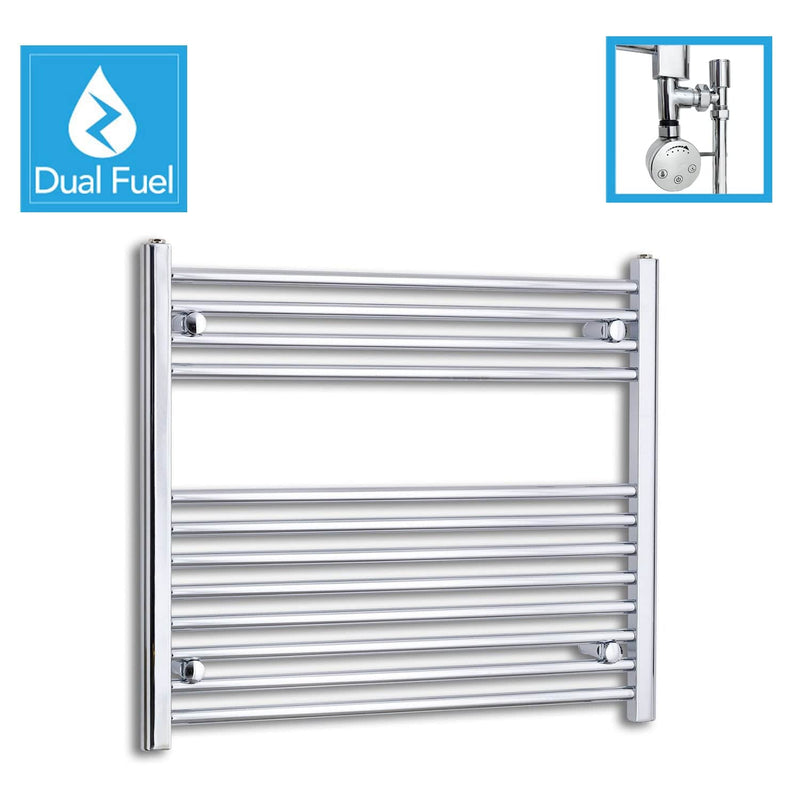 700 x 800 Chrome Dual Fuel Flat Heated Towel Rail Radiator