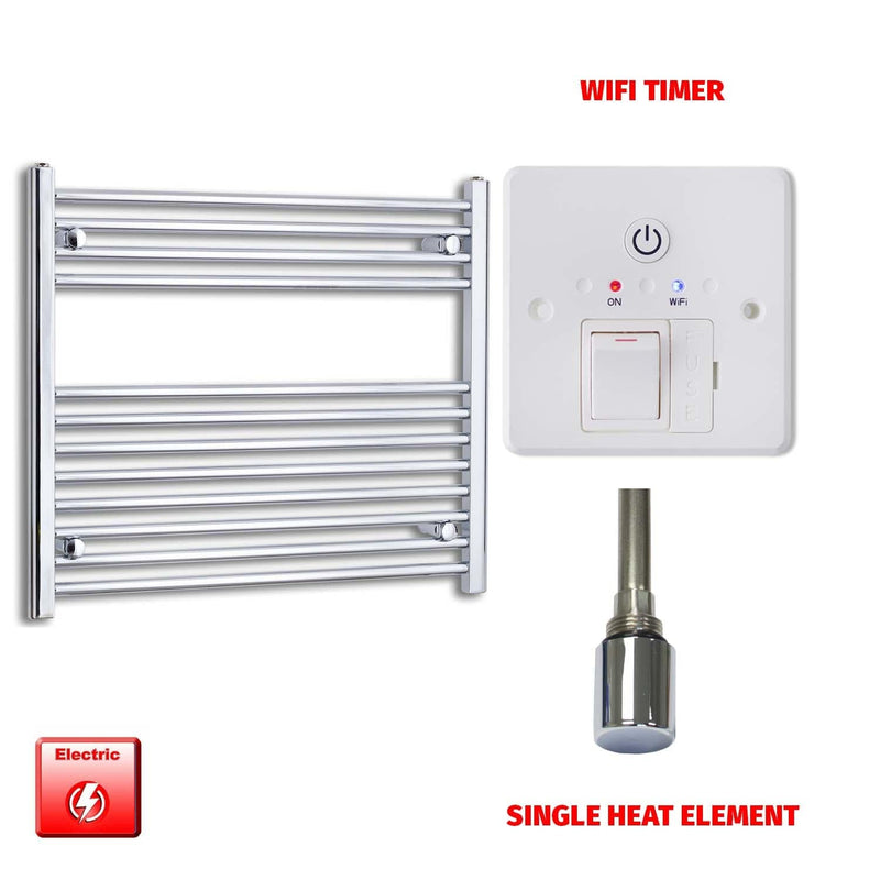 Single Heat / Wifi Timer 700 x 800 Pre-Filled Electric Heated Towel Radiator Straight Chrome