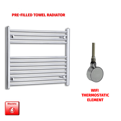 ER-Wifi Thermostatic / No Timer 700 x 800 Pre-Filled Electric Heated Towel Radiator Straight Chrome