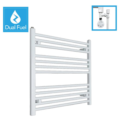 700 x 900 White Dual Fuel Flat Heated Towel Rail Radiator