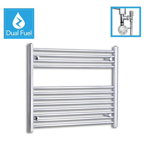 700 x 900 Chrome Dual Fuel Flat Heated Towel Rail Radiator