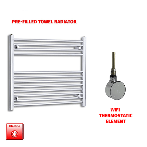 ER-Wifi Thermostatic / No Timer 700 x 900 Pre-Filled Electric Heated Towel Radiator Straight Chrome