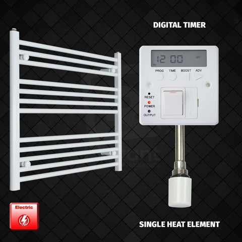 Single Heat / Digital Timer 700 x 900 Pre-Filled Electric Towel Rail White HTR