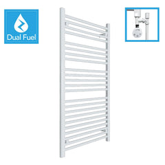 1200 x 700 White Dual Fuel Flat Heated Towel Rail Radiator