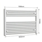 700x1000mm Heated Towel Radiator Flat White Central Heating - Elegant Radiators