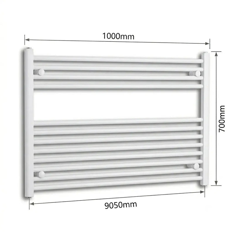 700x1000mm Heated Towel Radiator Flat White Central Heating - Elegant Radiators