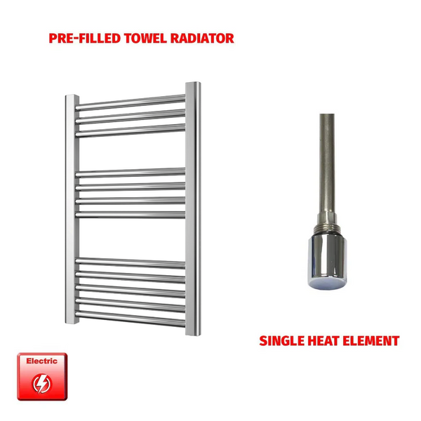 700 x 400mm Chrome Prefilled Electric Heated Towel Rail - Flat Ladder Radiator