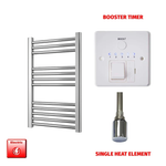 700 x 400mm Chrome Prefilled Electric Heated Towel Rail - Flat Ladder Radiator