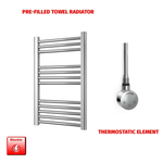 700 x 400mm Chrome Prefilled Electric Heated Towel Rail - Flat Ladder Radiator