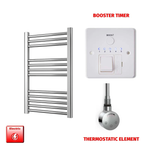 700 x 400mm Chrome Prefilled Electric Heated Towel Rail - Flat Ladder Radiator