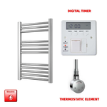 700 x 400mm Chrome Prefilled Electric Heated Towel Rail - Flat Ladder Radiator