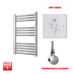 700 x 400mm Chrome Prefilled Electric Heated Towel Rail - Flat Ladder Radiator