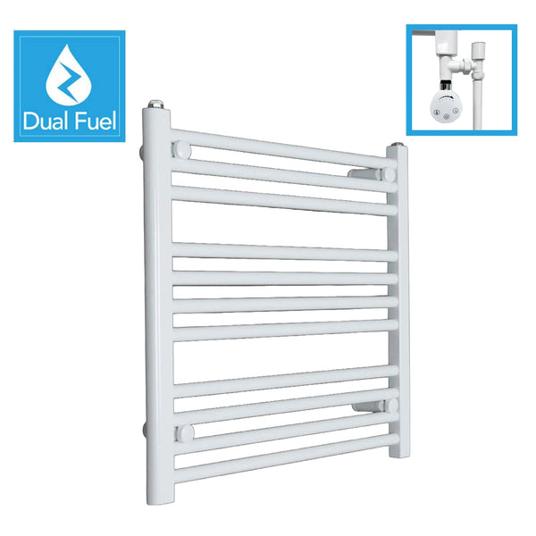 600 x 700 White Dual Fuel Flat Heated Towel Rail Radiator