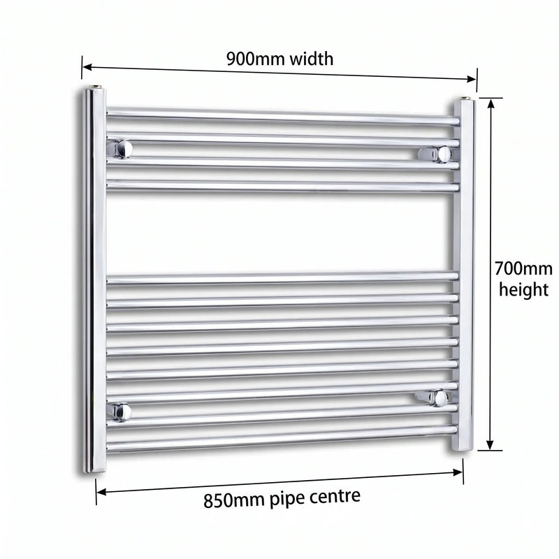 700x900mm Heated Straight Towel Rail Radiator Chrome - Elegant Radiators