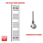 1000x250mm Pre Filled Electric Towel Rail Straight Chrome
