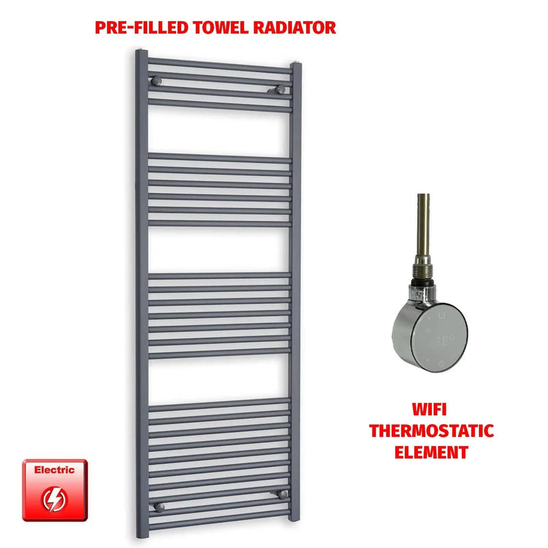 1600x600mm Flat Anthracite Pre-Filled Electric Heated Towel Rail Radiator