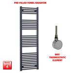 1600x550mm Flat Black Pre-Filled Electric Heated Towel Rail