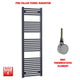 1600x550mm Flat Black Pre-Filled Electric Heated Towel Rail