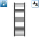 1200 x 400mm Black Flat Heated Towel Rail Radiator Central Heating
