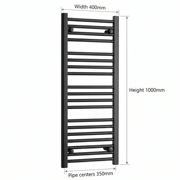 1000x400mm Towel Rail Radiator Flat Black Central Heating