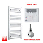 1000x400mm Electric Heated Towel Rail Chrome Pre-Filled Flat Panel