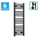 1000x300mm Dual Fuel Flat Black Heated Towel Rail Radiator