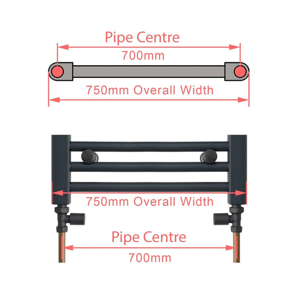 1300 x 750 Heated Towel Rail Curved White Central Heating