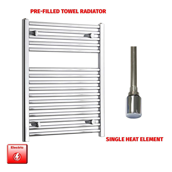 764 x 600 Electric Heated Towel Rail Pre-Filled Straight Chrome