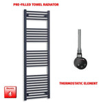 1600x550mm Flat Black Pre-Filled Electric Heated Towel Rail