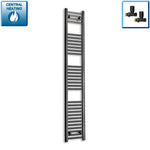 1800 mm High x 300 mm Wide Heated Towel Radiator Flat Black