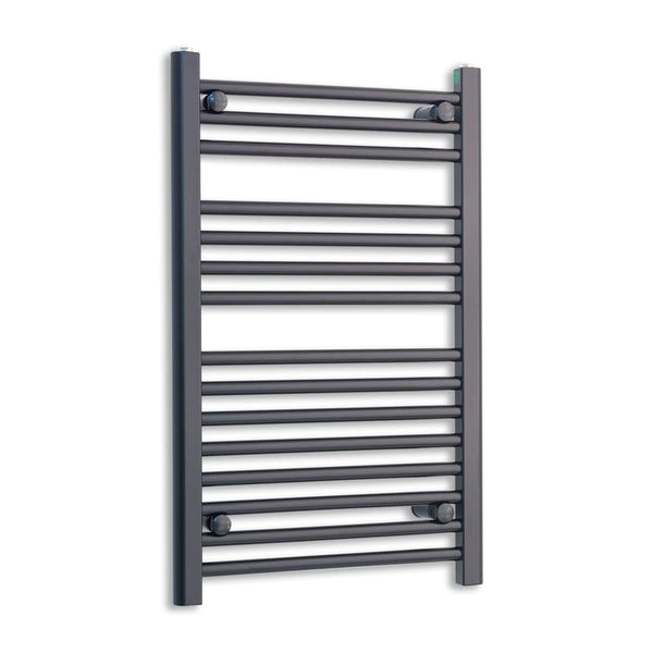 800x500mm Dual Fuel Flat Black Heated Towel Rail Radiator - Elegant Radiators