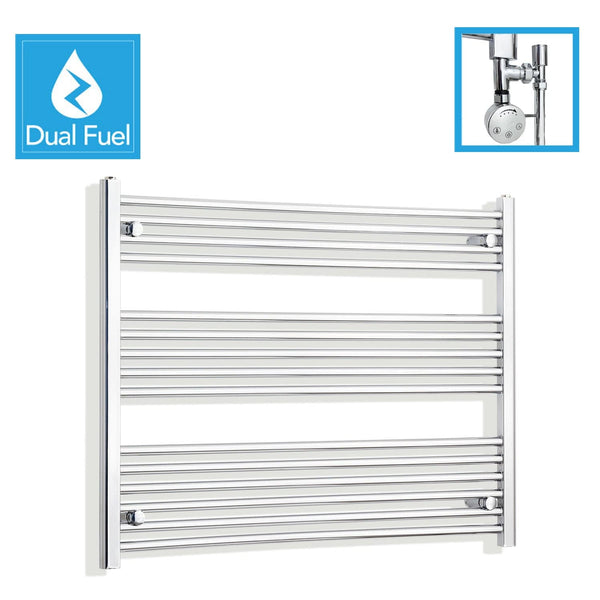 800 x 1000 Chrome Dual Fuel Flat Heated Towel Rail Radiator