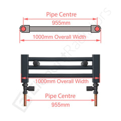 800 x 1000 Chrome Dual Fuel Flat Heated Towel Rail Radiator