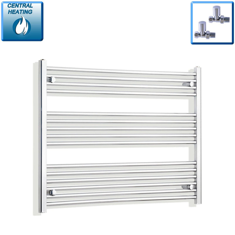 With Straight Inline Valves 800 x 1000 Heated Straight Towel Rail Radiator Chrome