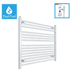 800 x 1100 White Dual Fuel Flat Heated Towel Rail Radiator