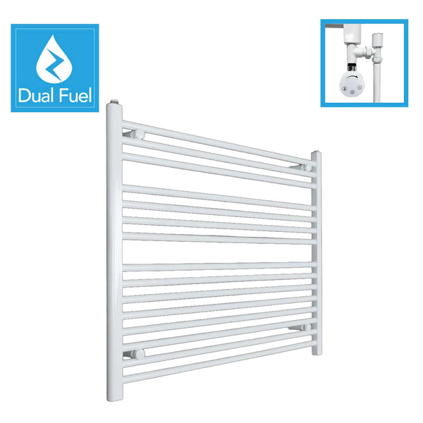 800 x 1200 White Dual Fuel Flat Heated Towel Rail Radiator