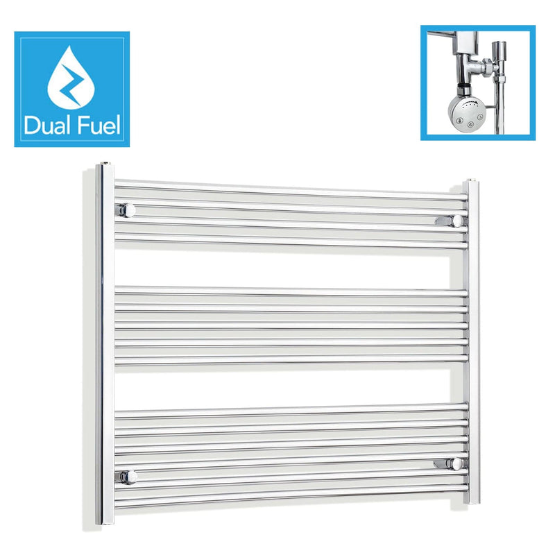 800 x 1200 Chrome Dual Fuel Flat Heated Towel Rail Radiator